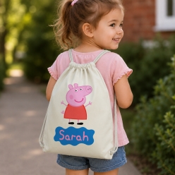 Peppa Pig Personalized Name Drawstring Backpack